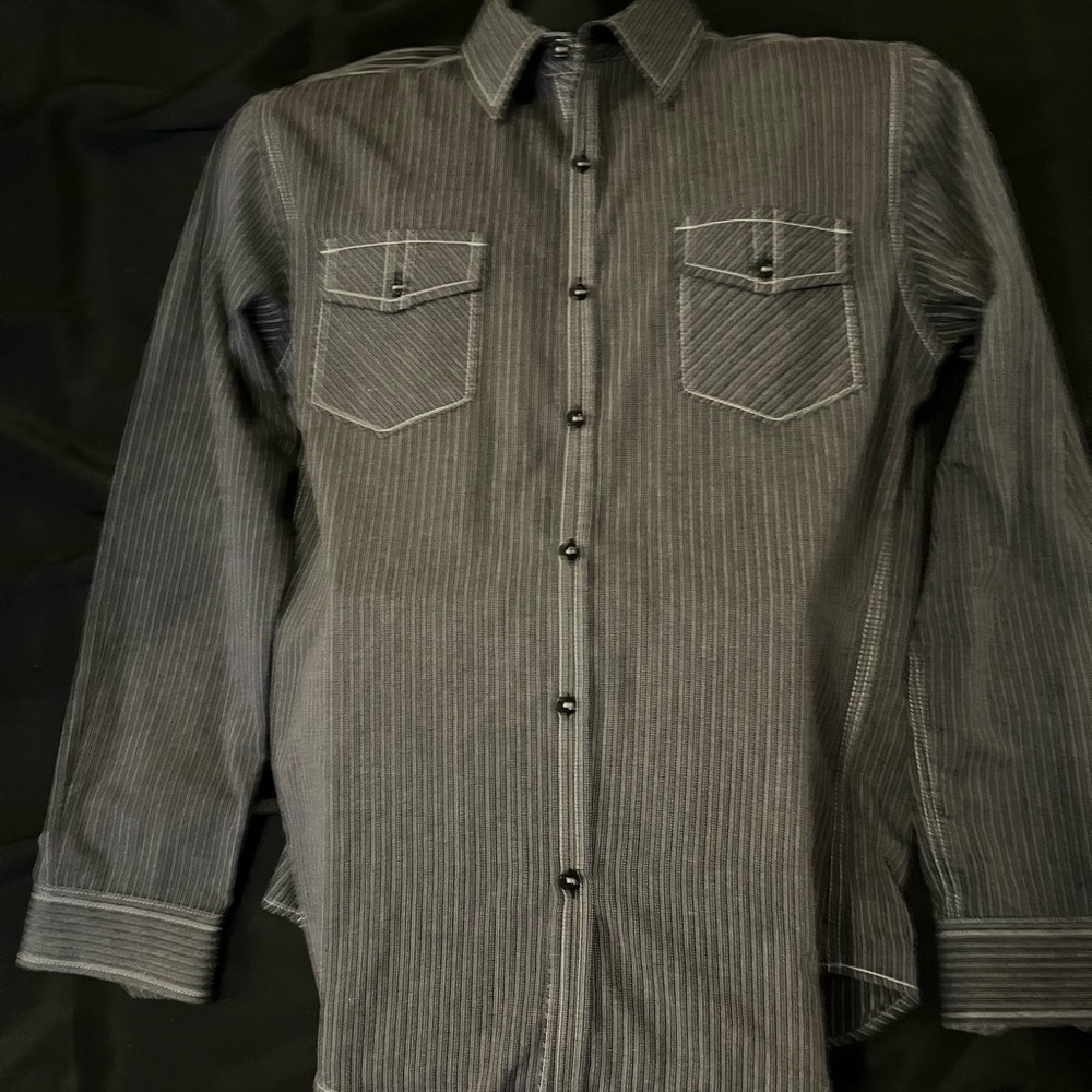 Michael Brandon Striped Button Down Dress Shirt